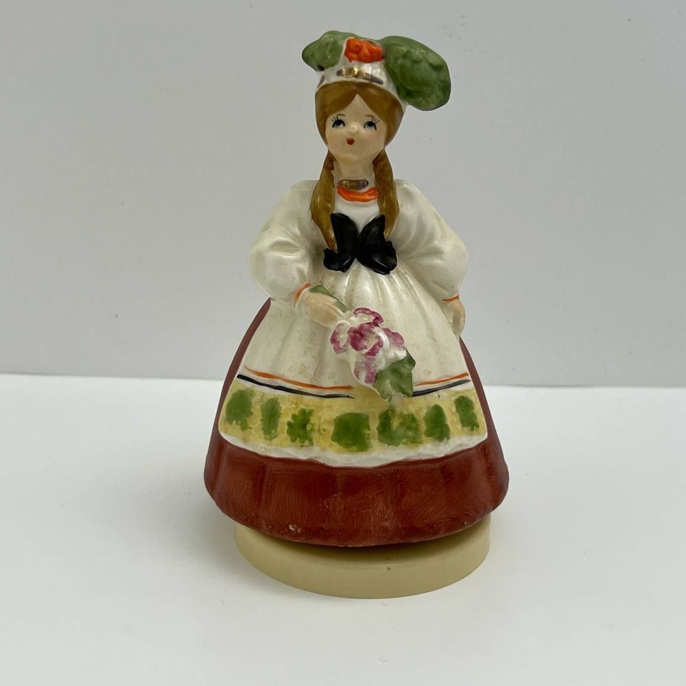 Vintage‎ Beer Barrel Polka Ceramic Woman Figurine Music Box Sankyo Made in Japan